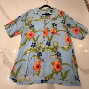 Caribbean Joe Light Blue Floral Shirt